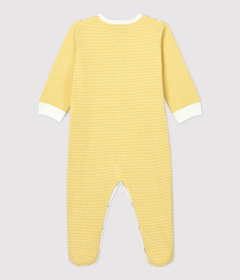 Baby Girls' Yellow Pinstriped Organic Cotton Sleepsuit yellow/white